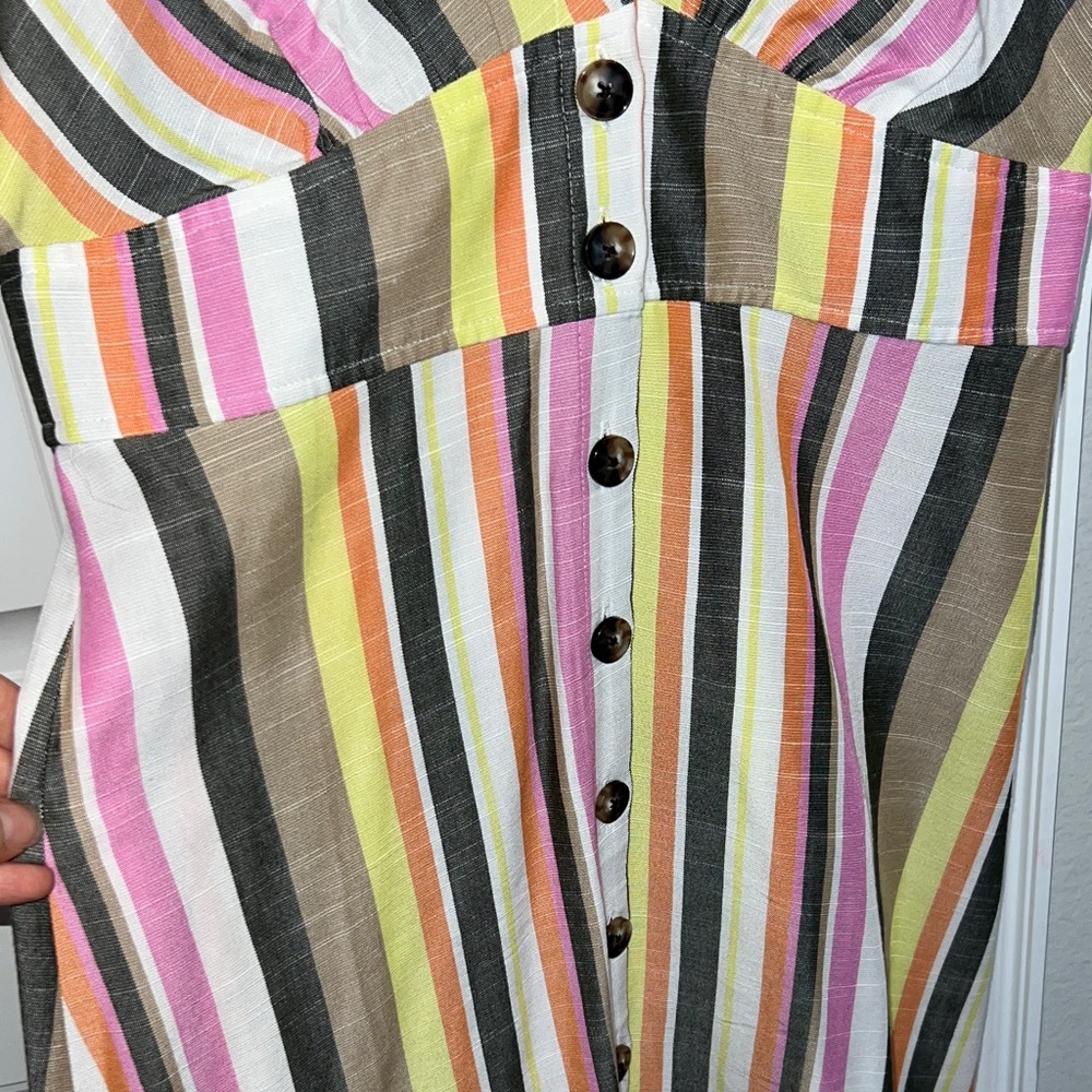 LOFT Flattering Multicolor Striped Midi Dress 4P - Picture 7 of 9